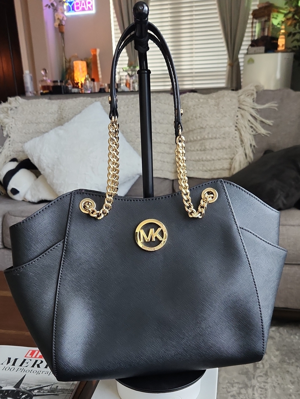 Michael Kors Jet Set Travel Large Saffiano Leather Chain Shoulder Tote